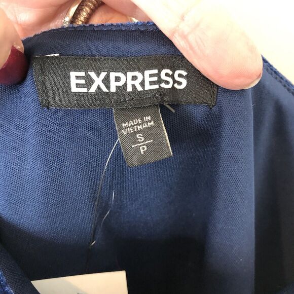 Express NWT Women's Blue Crushed Velvet Peplum Cami Tank Size Small - Picture 3 of 8